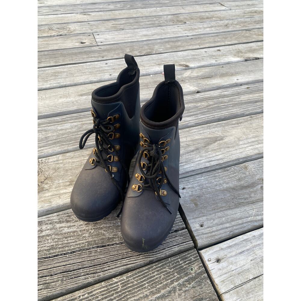 Roma Women's Lace Up Rain Chore Boots - Black - Size 7 - Picture 2 of 6